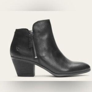 FRYE Judith Zip Leather Bootie Women's Sz 9 Black Heel Chunky Biker Goth